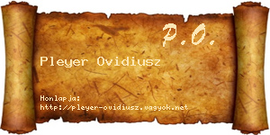 Pleyer Ovidiusz névjegykártya